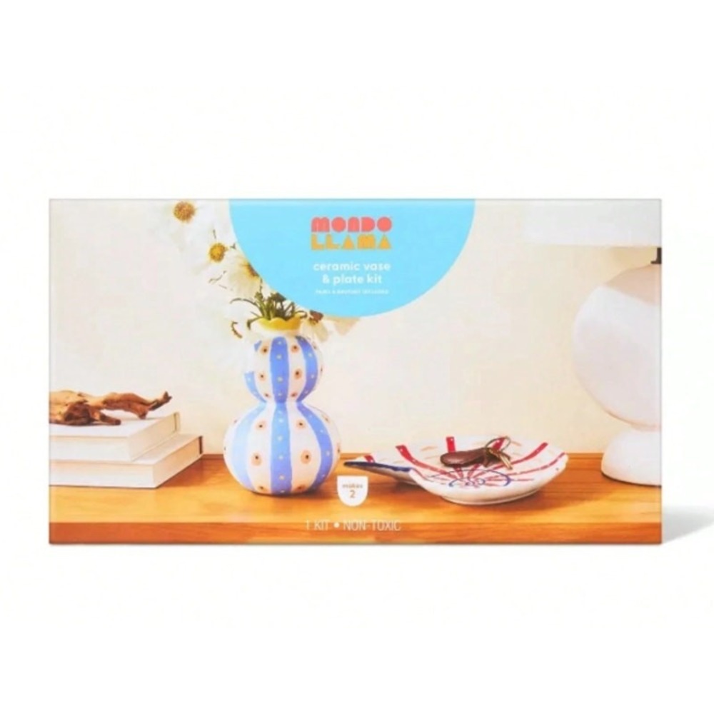 Mondo Llama Ceramic Vase and Seashell Plate Painting Craft Kit s30
